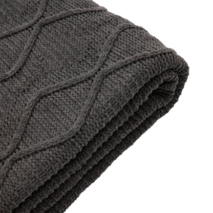 Gallery Direct Chenille Cable Throw Grey - image 7