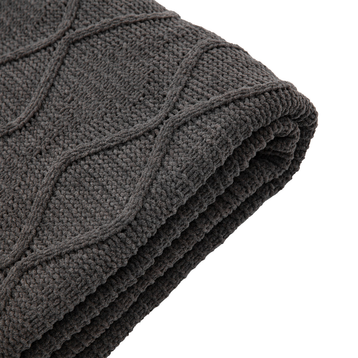 Gallery Direct Chenille Cable Throw Grey - image 9