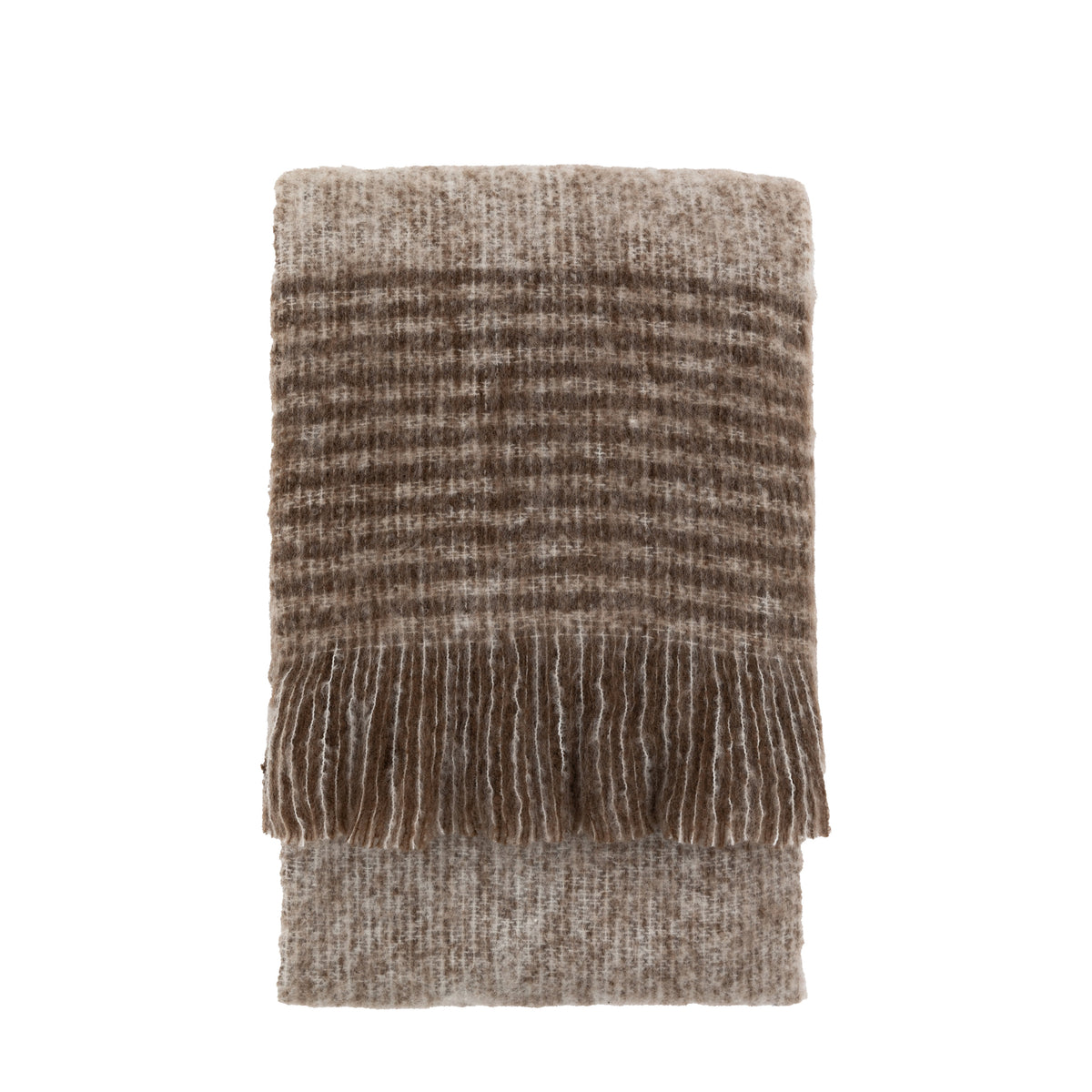 Gallery Direct Faux Mohair Fringe Throw Brown & Nat - image 2