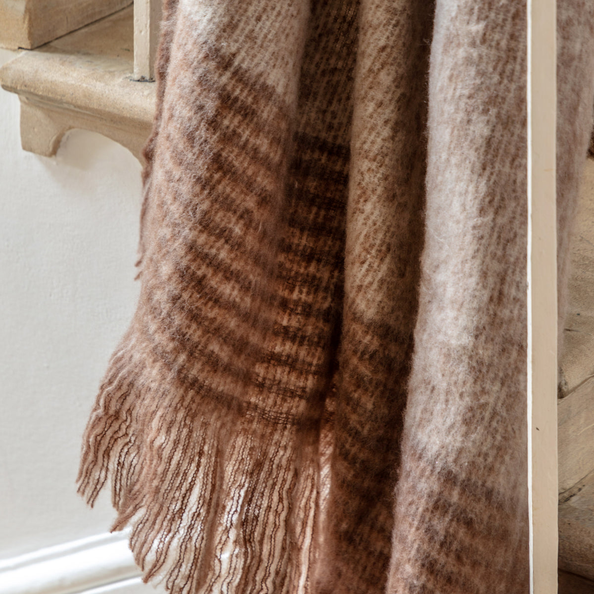 Gallery Direct Faux Mohair Fringe Throw Brown & Nat - image 3