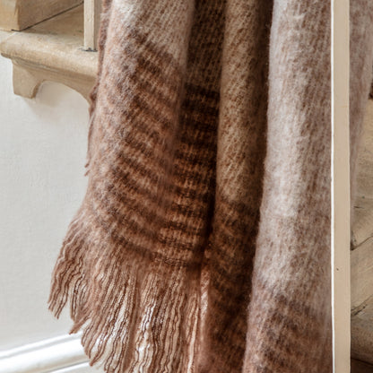 Gallery Direct Faux Mohair Fringe Throw Brown & Nat - image 3
