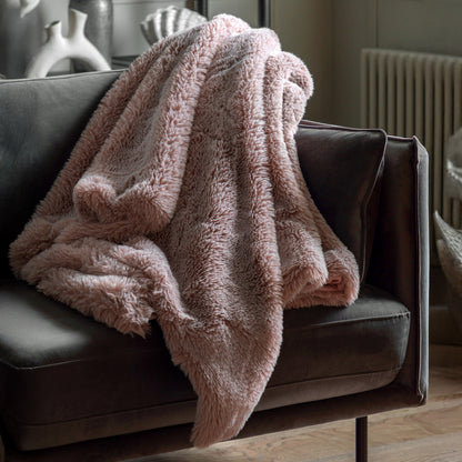 Gallery Direct Juniper Faux Fur Throw Dusky Pink - Small - image 5