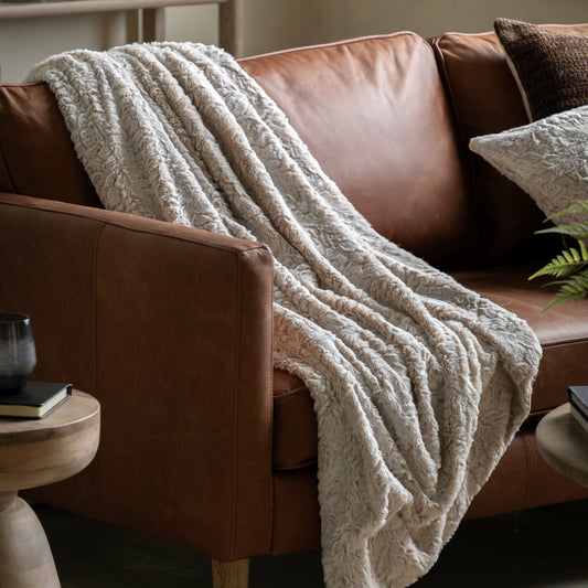 Gallery Direct Hampshire Faux Fur Throw Natural - image 1