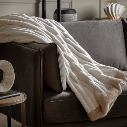 Gallery Direct Whinfell Luxury Faux Fur Throw Cream - image 1