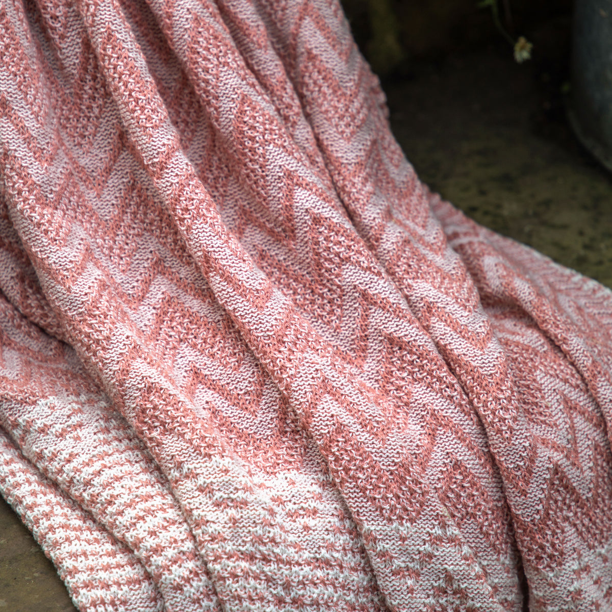 Gallery Direct Nalu Knitted Herringbone Throw Apricot - image 3