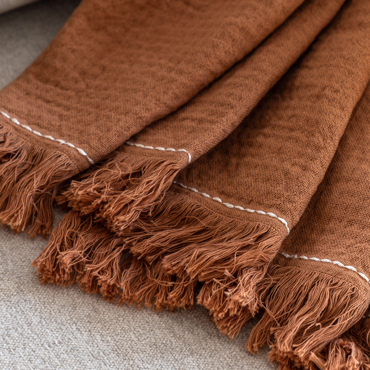Gallery Direct Stitched Border Waffle Throw Apricot - image 4