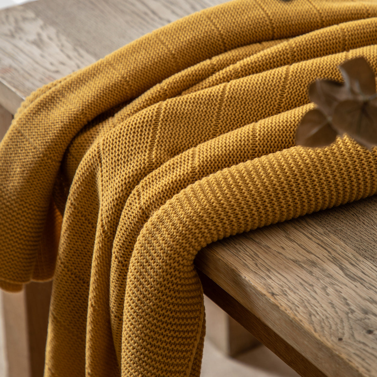 Gallery Direct Florence Knit Throw Mustard - image 1