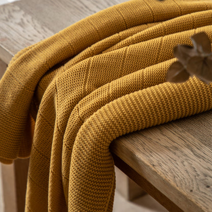 Gallery Direct Florence Knit Throw Mustard - image 1