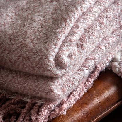 Gallery Direct Herringbone Faux Mohair Throw Blush - image 3
