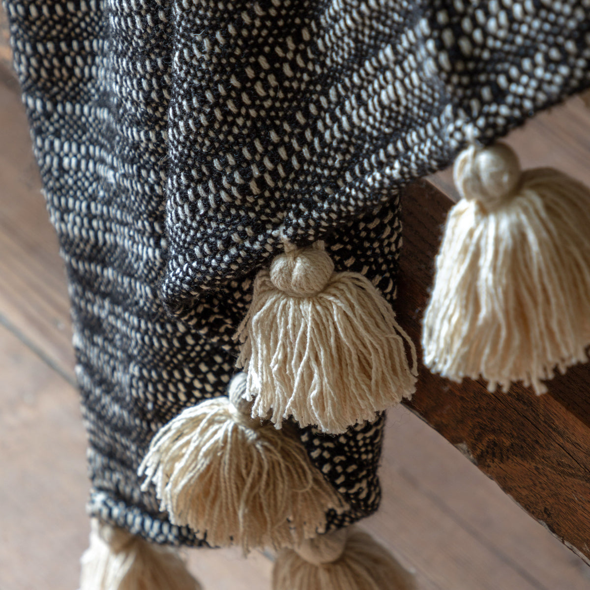 Gallery Direct Woven Throw with Tassels Black - image 4