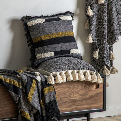 Gallery Direct Woven Throw with Tassels Black - image 5