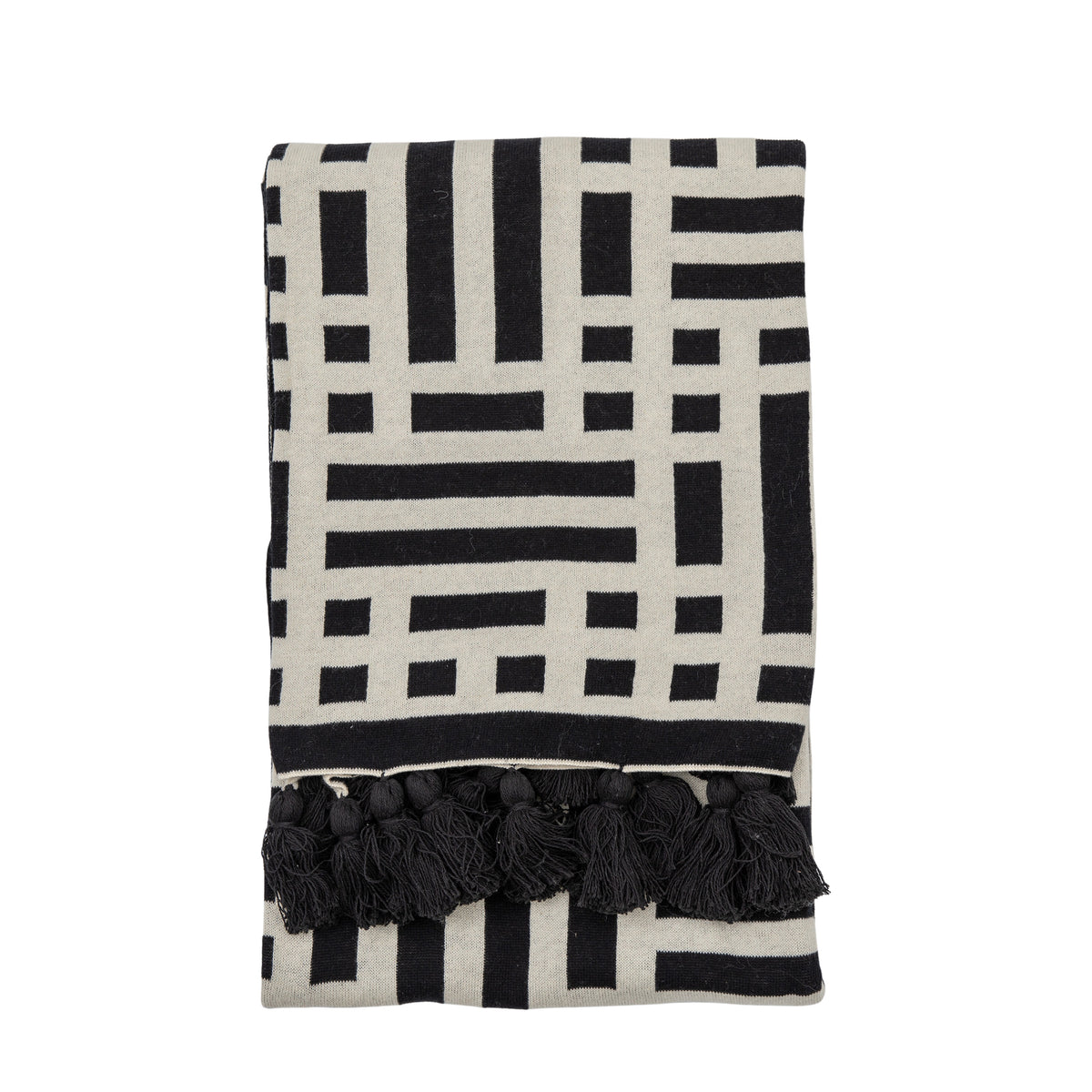 Gallery Direct Merton Knitted Tassel Throw Black - image 2