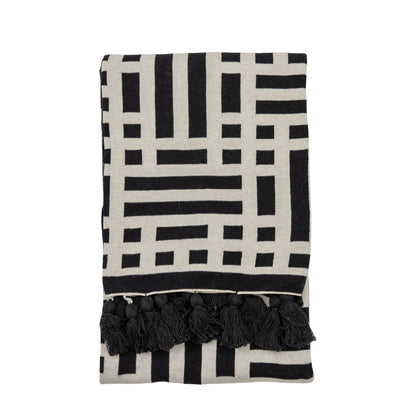 Gallery Direct Merton Knitted Tassel Throw Black - image 2