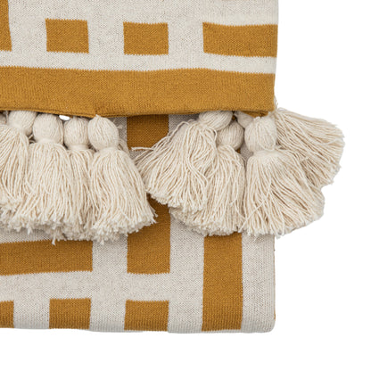 Gallery Direct Merton Knitted Tassel Throw Ochre - image 4