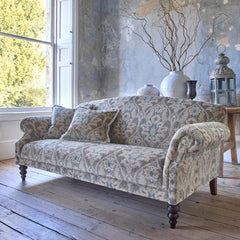 Tetrad Tallis Grand Sofa in Enigma Olive luxurious damask upholstery provides generously proportioned comfortable seating and traditional detailing 