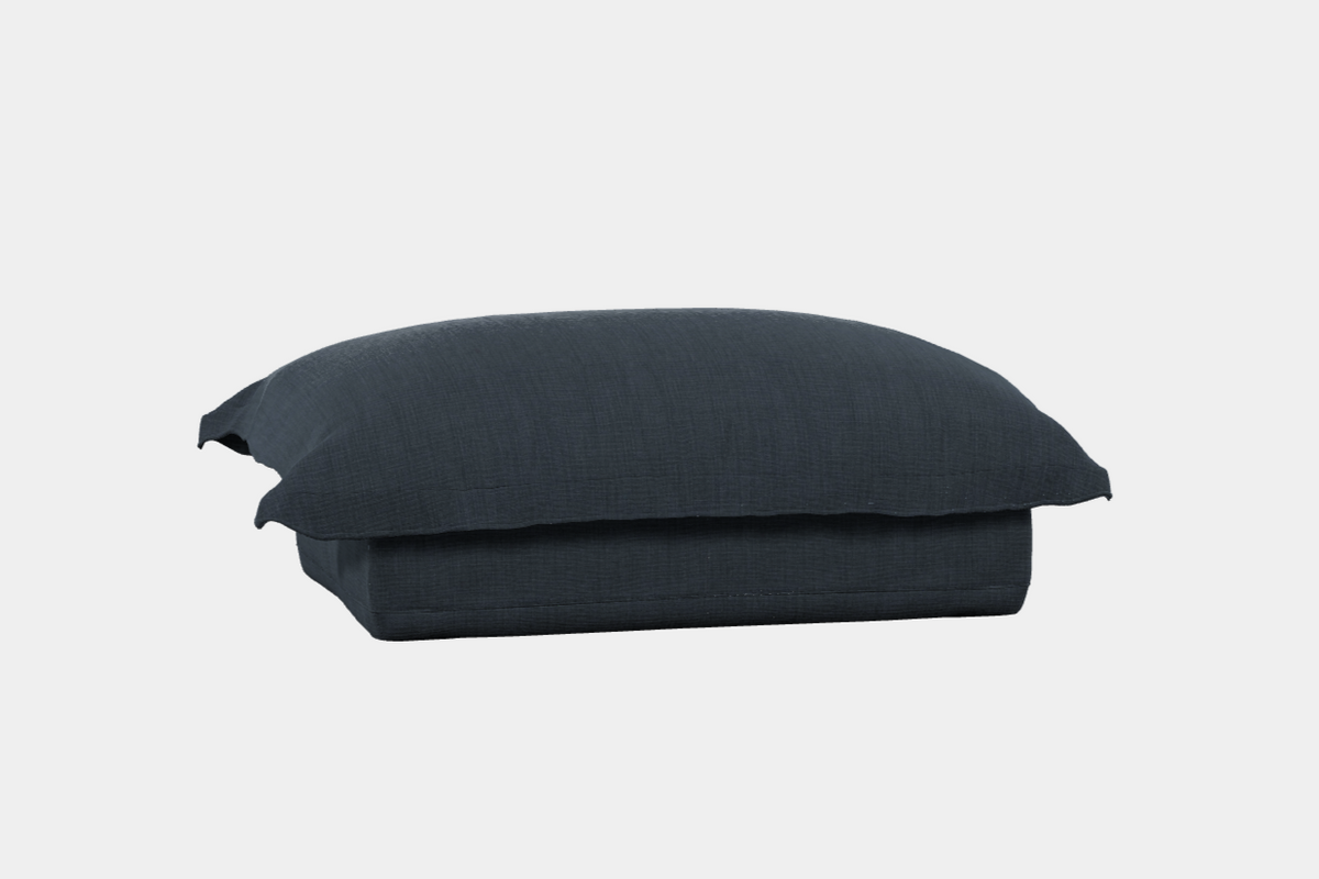 Original manufacturer cutout of Tetrad Ava Footstool in Beatrice Midnight fabric.