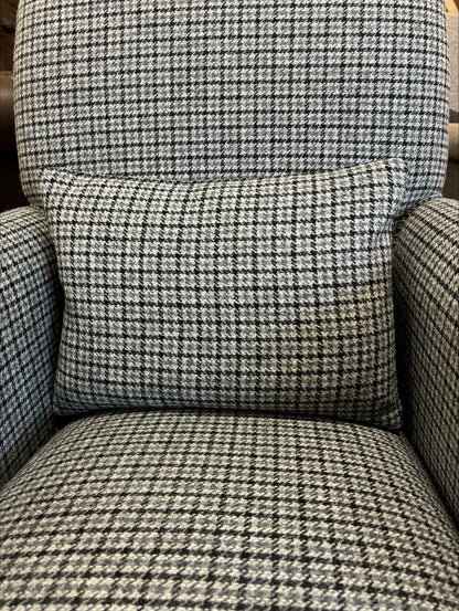 Tetrad Bowmore Armchair upholstered in Ebony Hounds Harris Tweed charcoal and cream fabric, with deep sprung seat for exceptional comfort