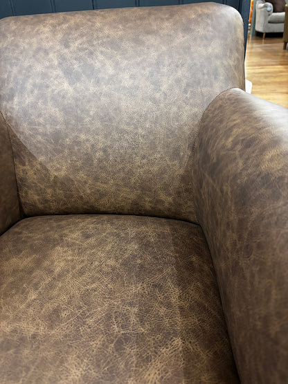 Tetrad Camford Chair in Brown Distressed Leather Hide features deeply filled seat cushion for exceptional comfort and support