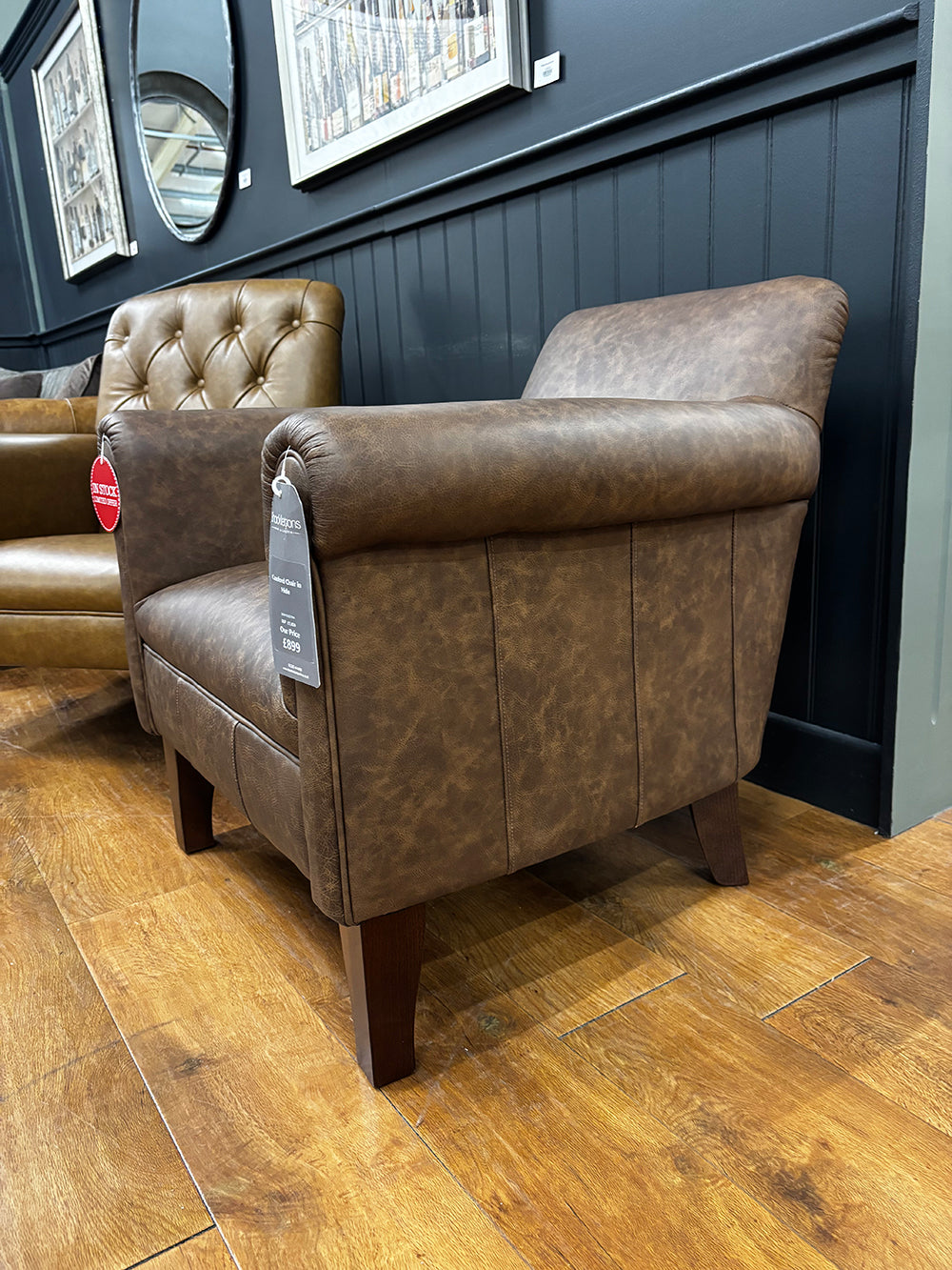 Tetrad Camford Chair in Distressed Brown Leather Hide makes an ideal accent chair bringing character to any room 