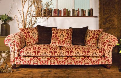 Tetrad Elgar Grand Sofa in Enigma Claret Fabric, can seat up to 4 people, with deep seat cushions and matching scatter backs
