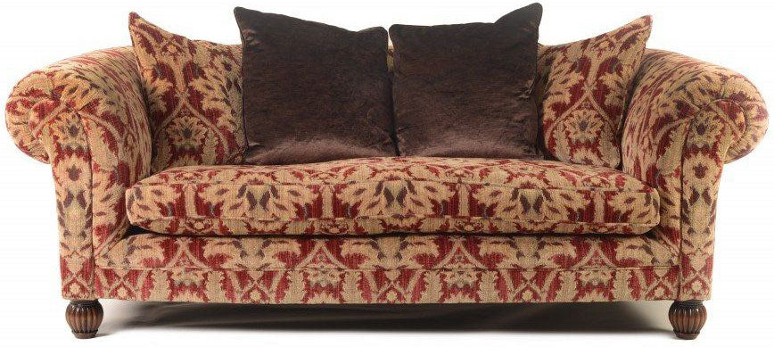 Tetrad Elgar Midi Sofa in Enigma Damask Claret upholstery, a colour palette of red and gold tones, ideal for 2-3 people 