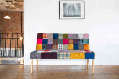 Vintage Sofa Company Colin 3 Seater Patchwork Bench with Natural Legs original supplier photograph
