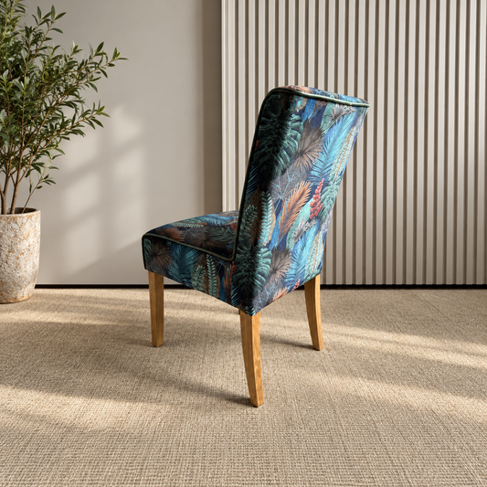 Vintage Sofa Company Colin Chair in Kingfisher Fabric and Bottle Green Leather showing the complete product in a room setting