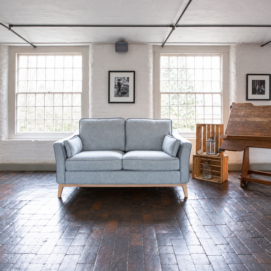 Vintage Sofa Company Creswell 2 Seater Sofa - Sterling Cragg shown complete in a square lifestyle room photograph
