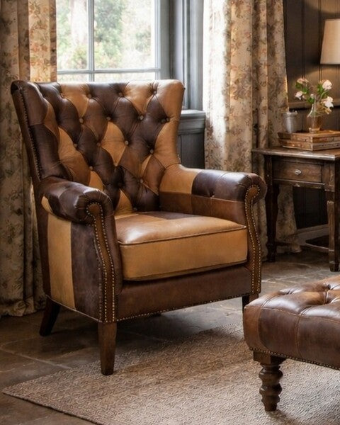 Vintage Sofa Company Hexham Chair in Toffee Patchwork original supplier photograph