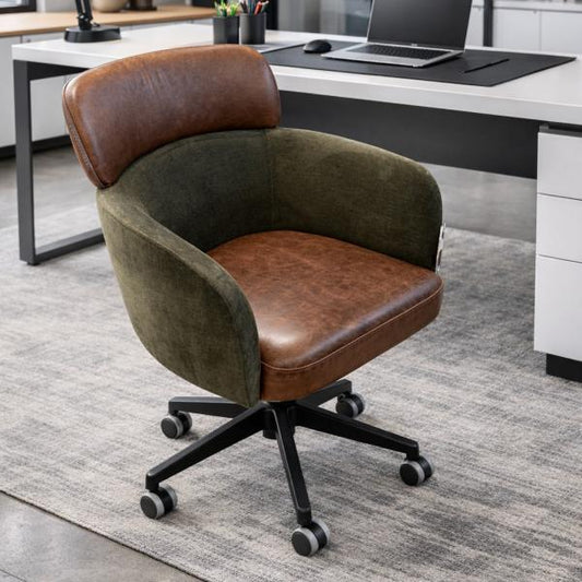 Vintage Sofa Company Linby Office Chair in Verona and Fudge Leather original supplier photograph