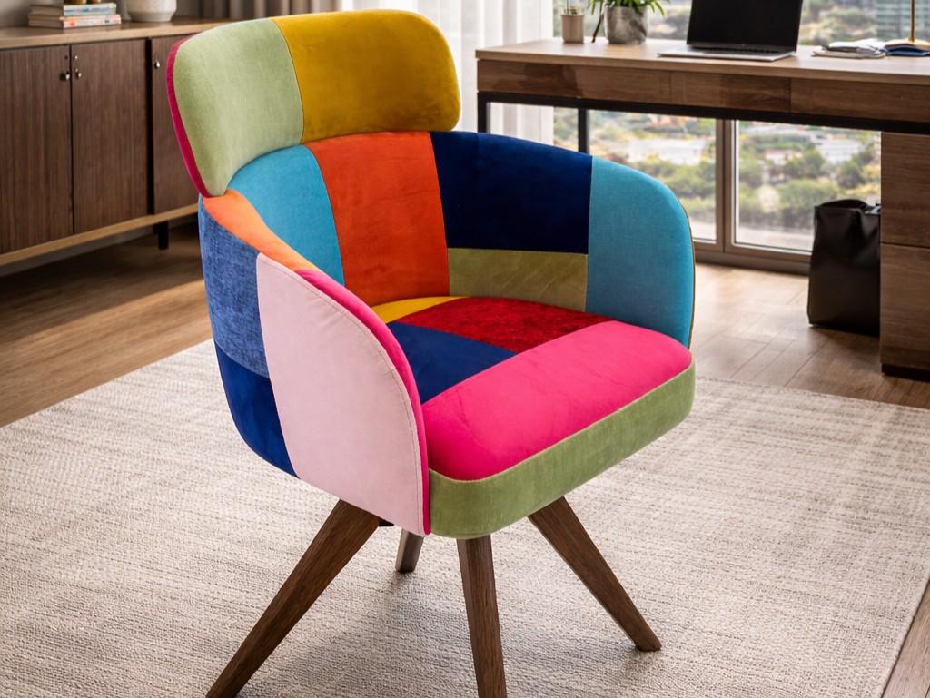 Vintage Sofa Company Linby Patchwork Chair with Antique Swivel Legs original supplier photograph