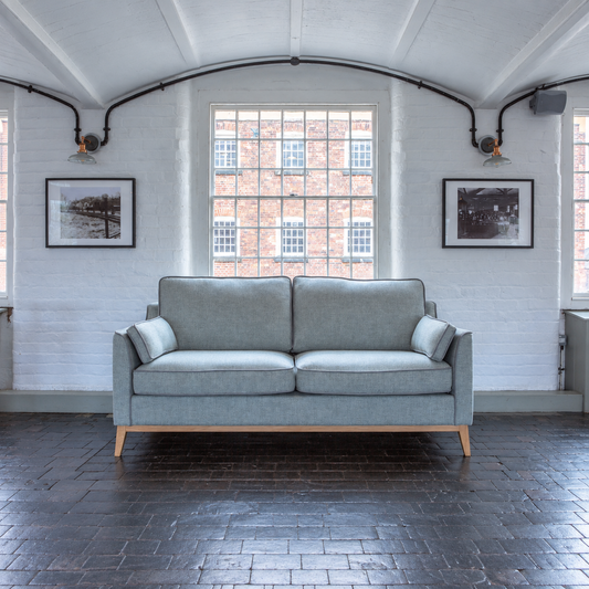Vintage Sofa Company Morpeth 2 Seater Sofa - Sterling Cragg shown complete in a square lifestyle room photograph
