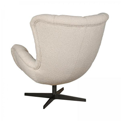 Vintage Sofa Company Sevilla Buttoned Swivel Chair, upholstery in a luxuriously soft cream fabric, with black metal 360 degree swivel base