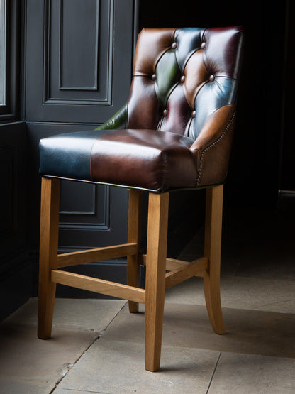 Vintage Sofa Company Sienna Barstool in Hand Antiqued Leather Patchwork original supplier photograph