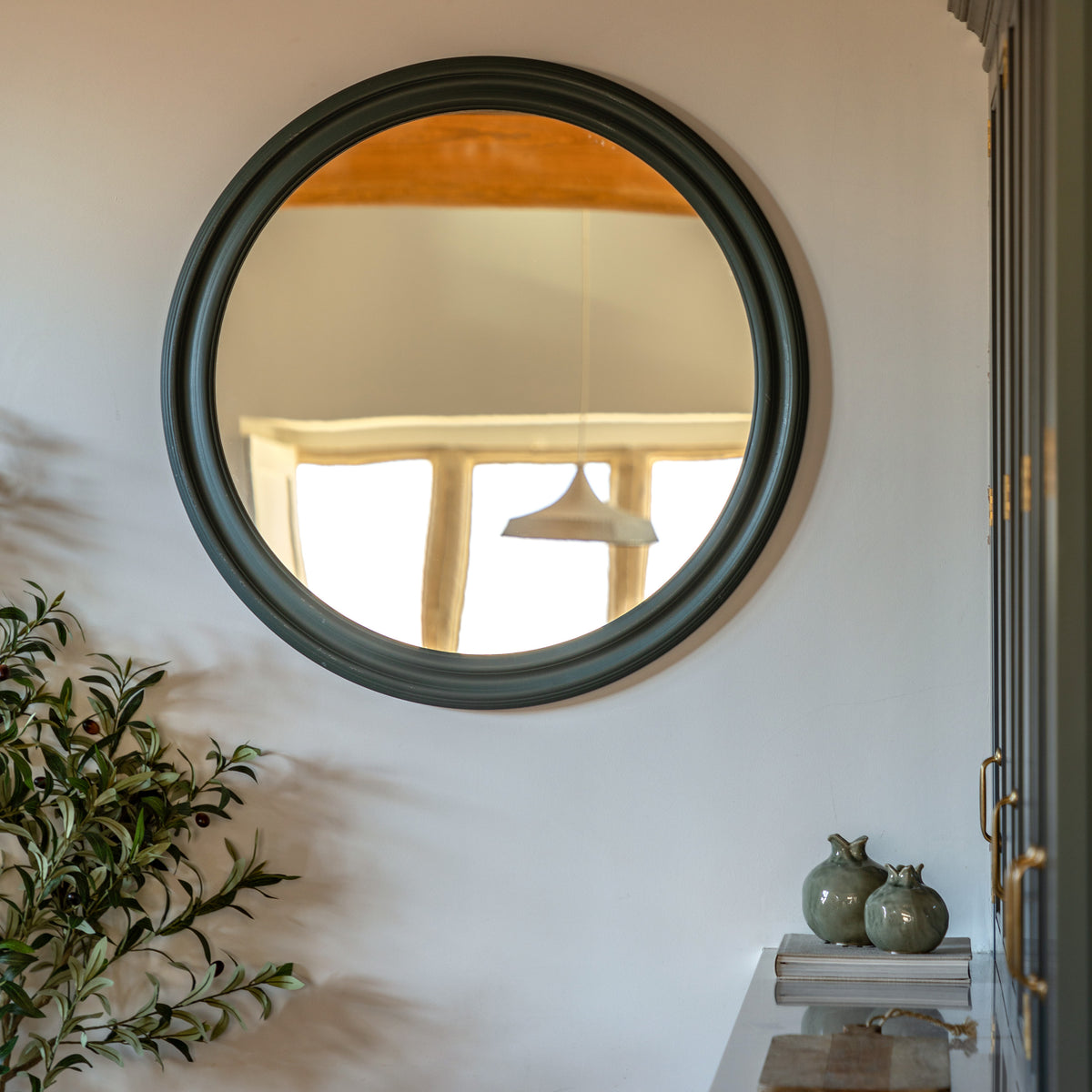 Gallery Direct Suffolk Round Mirror Green - Large - image 1