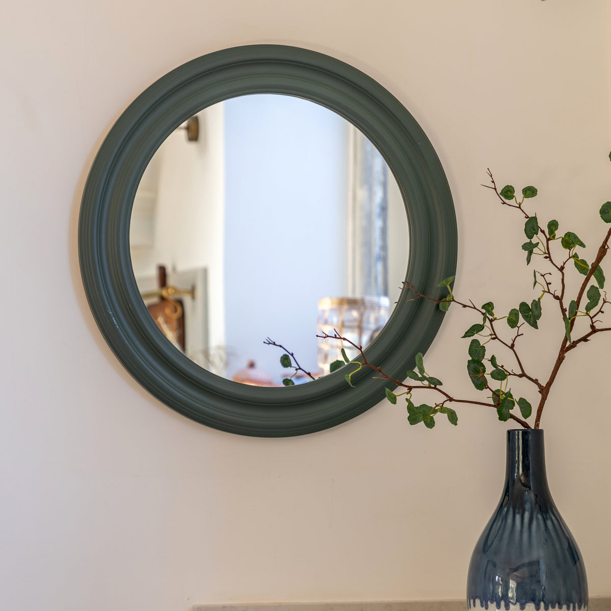 Gallery Direct Suffolk Round Mirror Green - Small - image 1