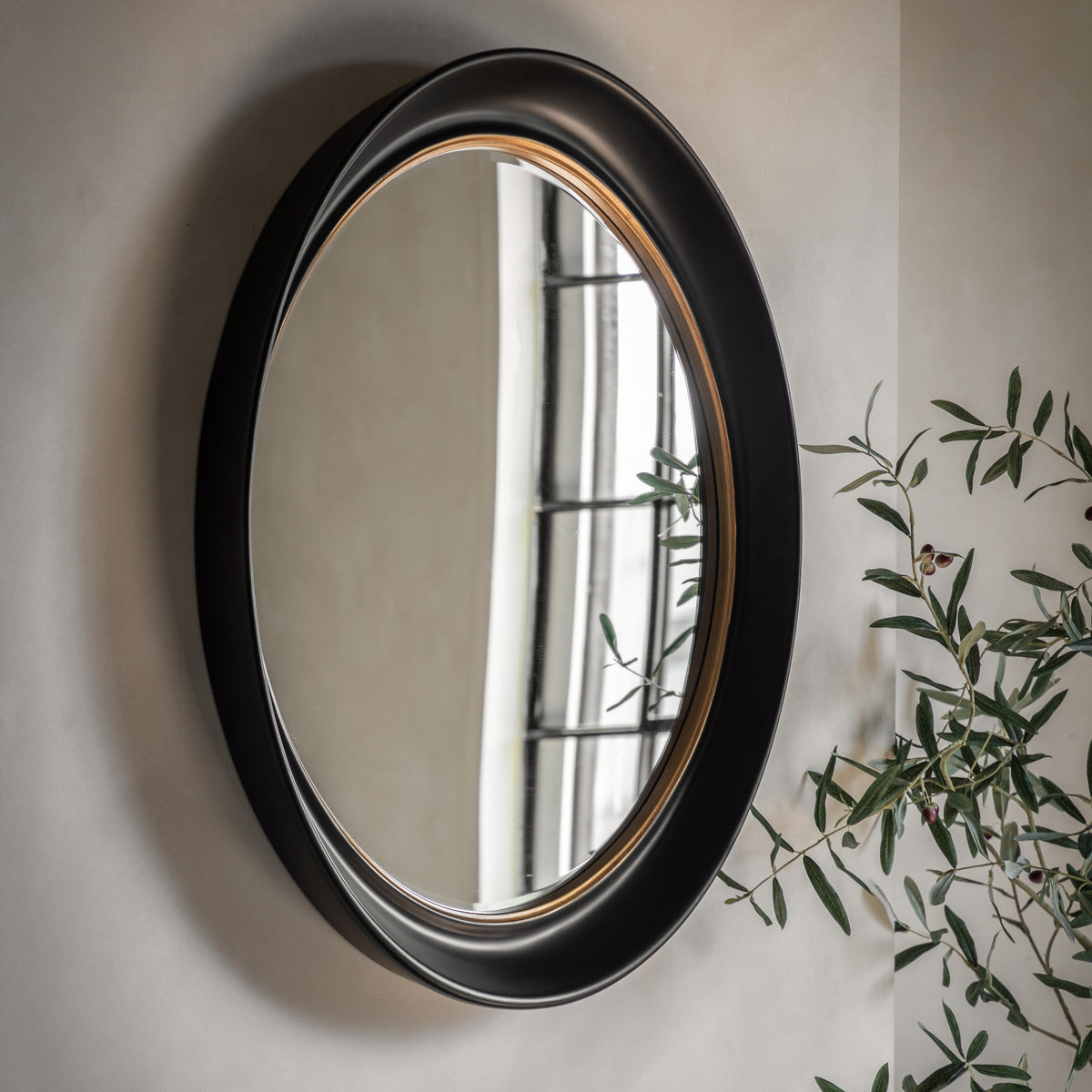 Gallery Direct Fiddock Mirror Black and Gold - image 1