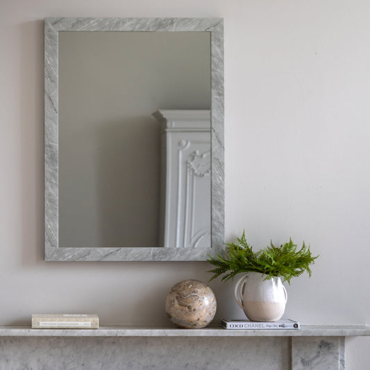 Gallery Direct Romano Rectangle Mirror Marbled White - image 1