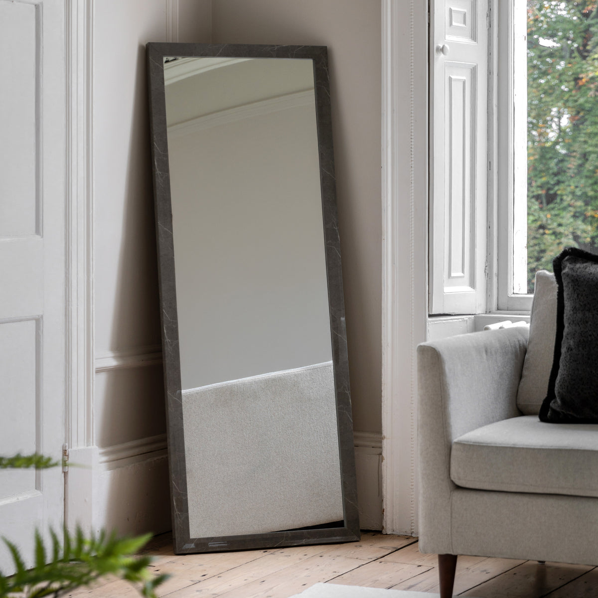 Gallery Direct Romano Leaner Mirror Marbled Grey - image 1