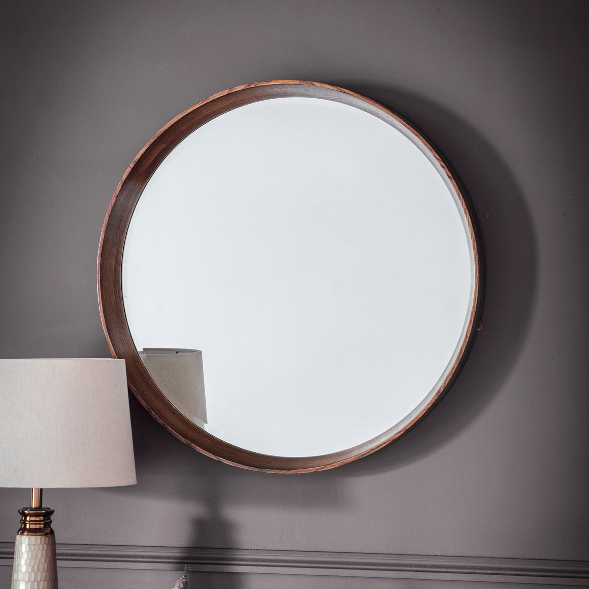 Gallery Direct Keaton Round Mirror Walnut - image 1