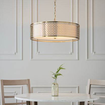 Gallery Direct Cordero Pendant Light Gold/White, styled in a room setting
