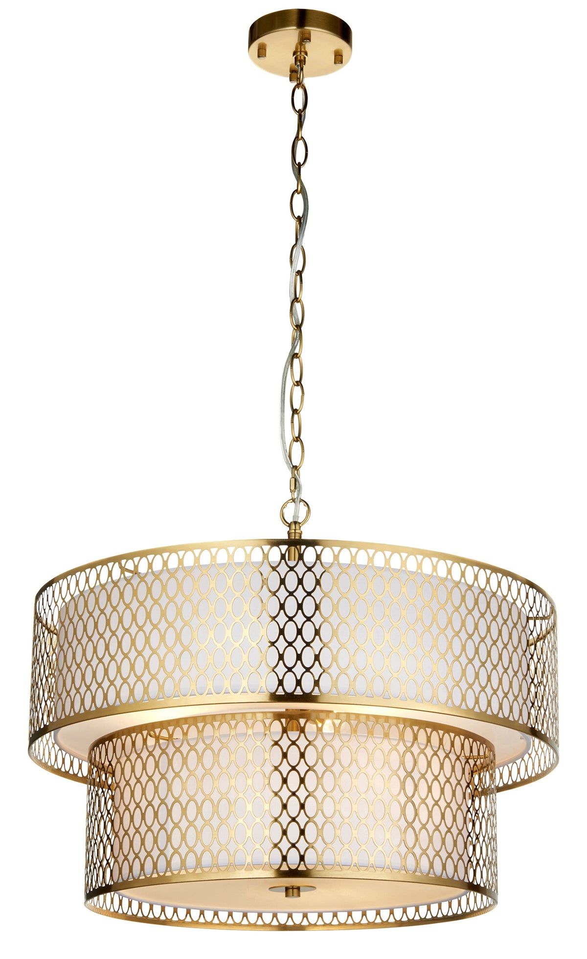Gallery Direct Cordero 6 Pendant Light Gold/White, complete product view on a white background