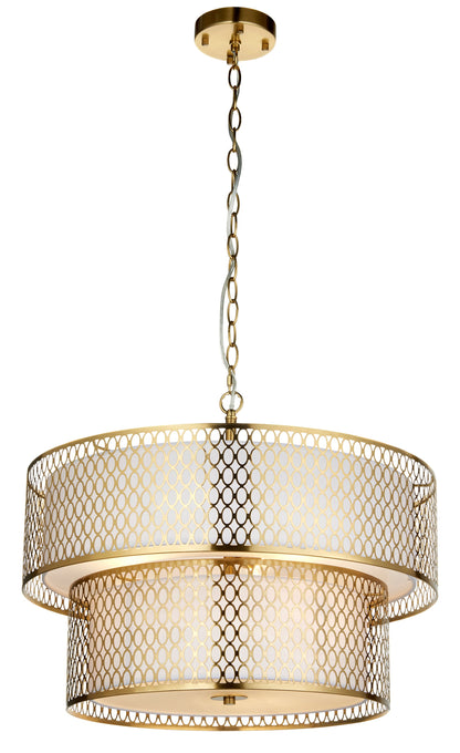 Gallery Direct Cordero 6 Pendant Light Gold/White, complete product view on a white background