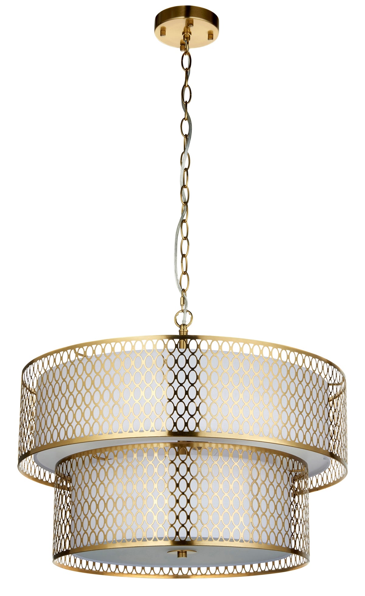 Gallery Direct Cordero 6 Pendant Light Gold/White, complete product view on a white background