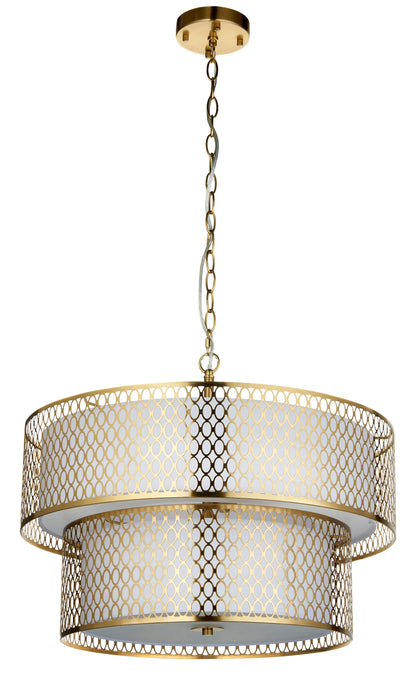 Gallery Direct Cordero 6 Pendant Light Gold/White, complete product view on a white background