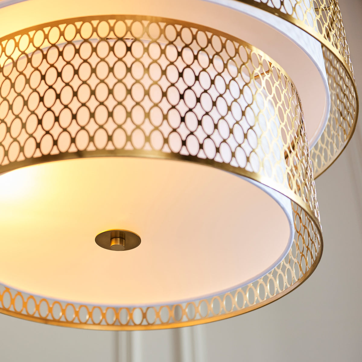 Gallery Direct Cordero 6 Pendant Light Gold/White, close-up of the finish and design