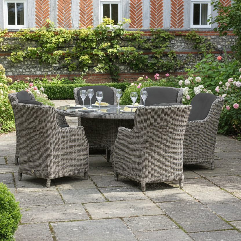 4 Seasons Outdoor Brighton 6 Seat Round Dining Set in Pure Weave