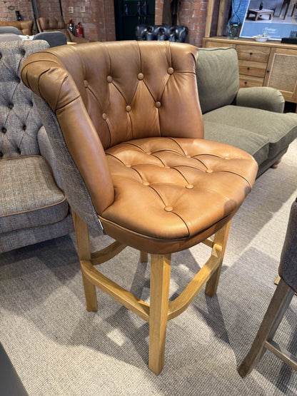 Carlton Furniture Austin Barstool in Tan Leather front and Harrington Wool Outside — lifestyle setting