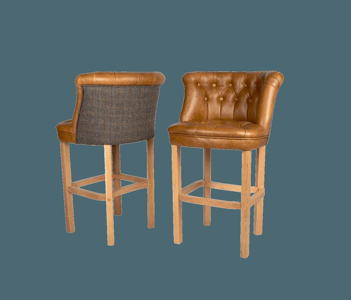 Carlton Furniture Austin Barstool in Tan Leather front and Harrington Wool Outside — product view