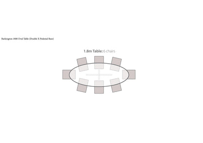 Carlton Furniture Barkington Oval Dining Table in Grey Oiled - supplier diagram showing table seating positions